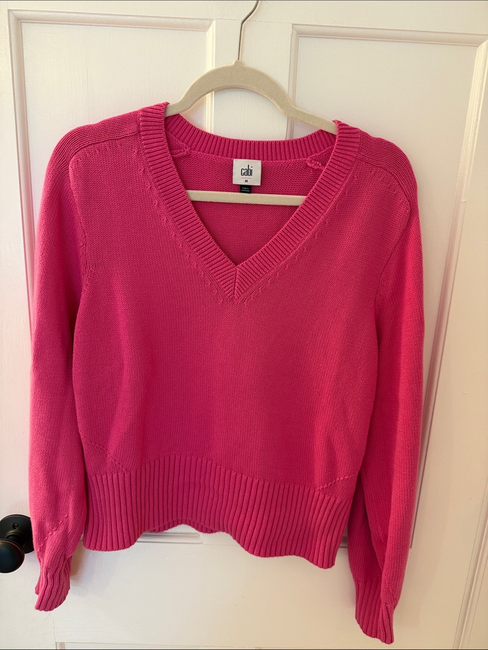 CAbi V-Neck Sweater in Hot Pink